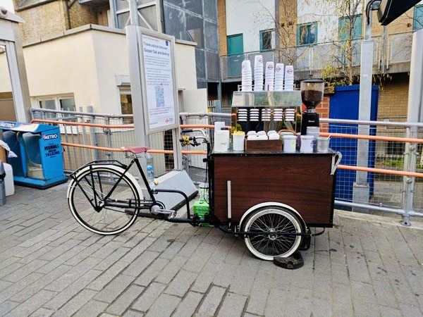 mobile coffee bike and barista hire, London and uk