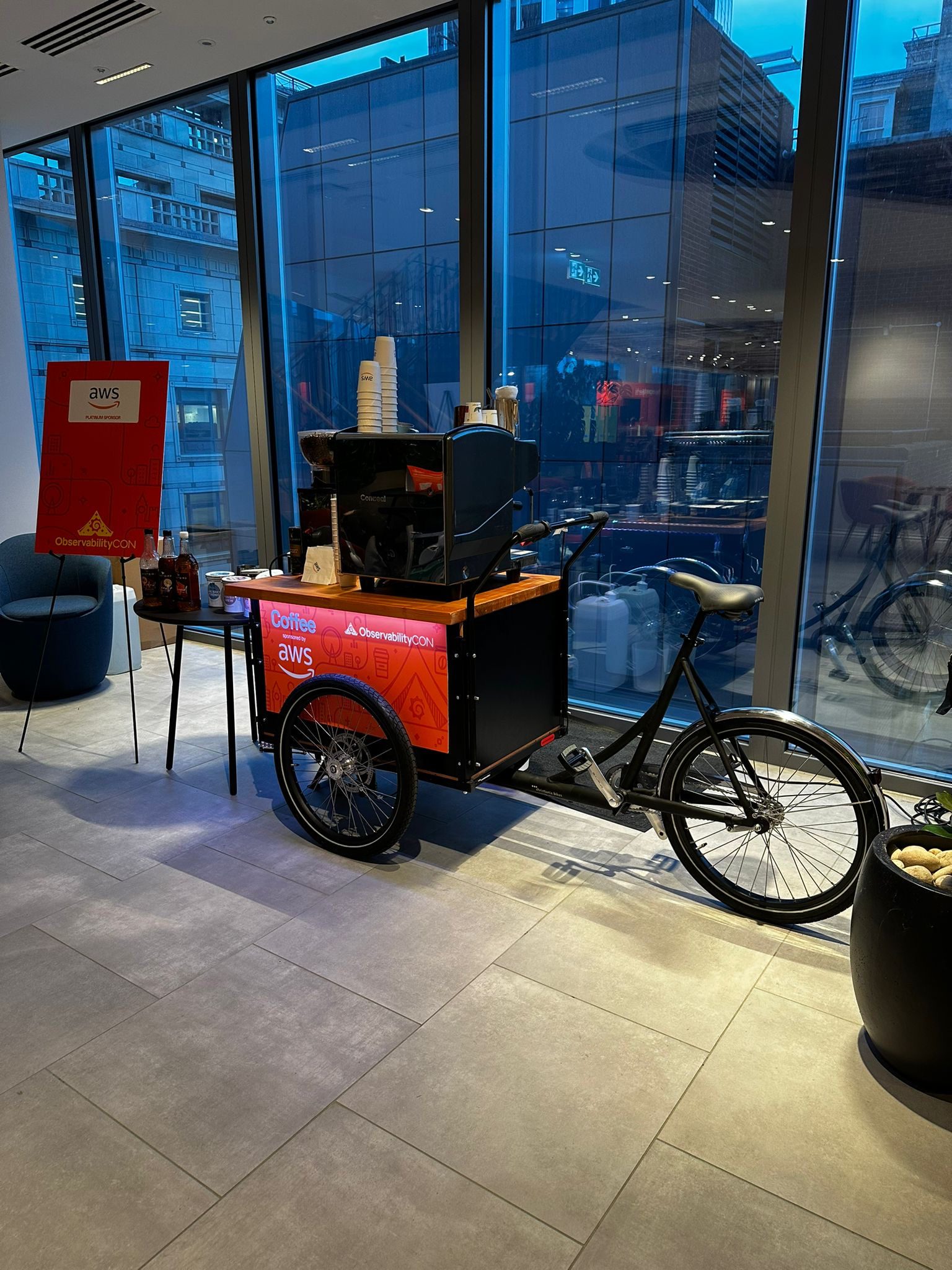 mobile coffee bike trike hire, london and uk